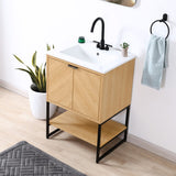 Juhl Chevron-Front Modern Minimalist 2-Shelf Bath Vanity Cabinet Only (Sink Basin Not Included)