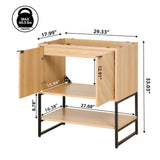 Juhl Chevron-Front Modern Minimalist 2-Shelf Bath Vanity Cabinet Only (Sink Basin Not Included)