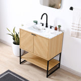 Juhl Chevron-Front Modern Minimalist 2-Shelf Bath Vanity Cabinet Only (Sink Basin Not Included)