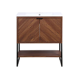 Juhl Chevron-Front Modern Minimalist 2-Shelf Bath Vanity Cabinet Only (Sink Basin Not Included)