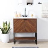 Juhl Chevron-Front Modern Minimalist 2-Shelf Bath Vanity Cabinet Only (Sink Basin Not Included)