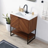 Juhl Chevron-Front Modern Minimalist 2-Shelf Bath Vanity Cabinet Only (Sink Basin Not Included)