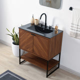 Juhl Chevron-Front Modern Minimalist 2-Shelf Bath Vanity Cabinet Only (Sink Basin Not Included)