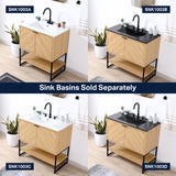Juhl Chevron-Front Modern Minimalist 2-Shelf Bath Vanity Cabinet Only (Sink Basin Not Included)