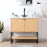 Juhl Chevron-Front Modern Minimalist 2-Shelf Bath Vanity Cabinet Only (Sink Basin Not Included)