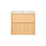 Sherwin Slat Modern Coastal 2-Drawer Wall Mounted Bath Vanity Cabinet Only (Sink Basin Not Included) - JONATHAN Y