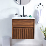 Sherwin Slat Modern Coastal 2-Drawer Wall Mounted Bath Vanity Cabinet Only (Sink Basin Not Included) - JONATHAN Y