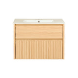 Sherwin Slat Modern Coastal 2-Drawer Wall Mounted Bath Vanity Cabinet Only (Sink Basin Not Included)