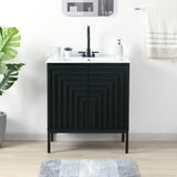 Rowan Geometric Modern Transitional 2-Shelf Bath Vanity Cabinet Only (Sink Basin Not Included)