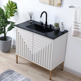 Rowan Geometric Modern Transitional 2-Shelf Bath Vanity Cabinet Only (Sink Basin Not Included)