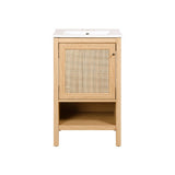Jasper Rattan Modern Coastal 2-Shelf Bath Vanity Cabinet Only (Sink Basin Not Included) - JONATHAN Y