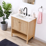 Jasper Rattan Modern Coastal 2-Shelf Bath Vanity Cabinet Only (Sink Basin Not Included)
