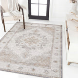 Eleanor Vintage Medallion Border Machine-washable Area Rug