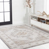 Eleanor Vintage Medallion Border Machine-washable Area Rug