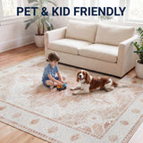 Eleanor Vintage Medallion Border Machine-washable Area Rug