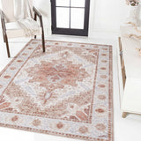 Eleanor Vintage Medallion Border Machine-washable Area Rug