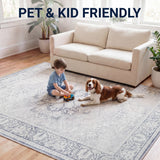 Eleanor Vintage Medallion Border Machine-washable Area Rug