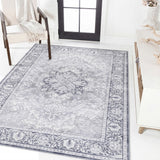Eleanor Vintage Medallion Border Machine-washable Area Rug