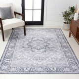 Eleanor Vintage Medallion Border Machine-washable Area Rug