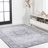 Eleanor Vintage Medallion Border Machine-washable Area Rug