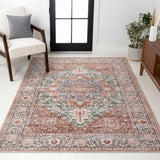 Eleanor Vintage Medallion Border Machine-washable Area Rug