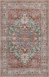 Eleanor Vintage Medallion Border Machine-washable Area Rug