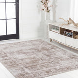 Arabella Vintage Floral Border Machine-washable Area Rug