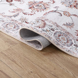 Arabella Vintage Floral Border Machine-washable Area Rug