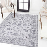 Arabella Vintage Floral Border Machine-washable Area Rug