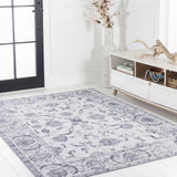 Arabella Vintage Floral Border Machine-washable Area Rug