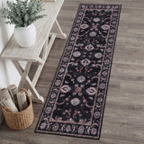 Arabella Vintage Floral Border Machine-washable Area Rug