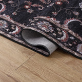 Arabella Vintage Floral Border Machine-washable Area Rug