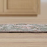 Arabella Vintage Floral Border Machine-washable Area Rug