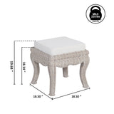 Rowan 19.7" Bohemian Designer Woven Rattan/Wood Vanity Stool - JONATHAN Y
