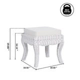 Rowan 19.7" Bohemian Designer Woven Rattan/Wood Vanity Stool - JONATHAN Y