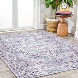 Didim Boho Gray Medallion Washable Area Rug
