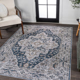 Didim Boho Gray Medallion Washable Area Rug