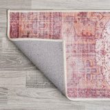 Alacati Ogee Medallion Washable Area Rug Red/Orange/Cream / Runner / 2' x 8' – BACK