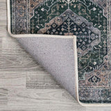 Alacati Ogee Medallion Washable Area Rug Dark Green/Dark Beige / Runner / 2' X 8' – BACK