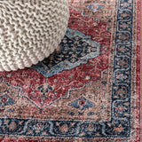 Alacati Ogee Medallion Washable Area Rug Red/Blue/Brown / Runner / 2' X 8' – DETAIL