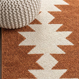 Chayton Minimalist Geometric Machine-washable Area Rug Terracotta/Cream / Runner / 2' X 8' – DETAIL