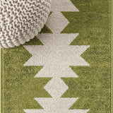 Chayton Minimalist Geometric Machine-washable Area Rug Moss/Cream / Runner / 2' X 8' – DETAIL