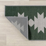 Chayton Minimalist Geometric Machine-washable Area Rug Dark Green/Light Gray / Runner / 2' X 8' – BACK
