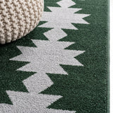 Chayton Minimalist Geometric Machine-washable Area Rug Dark Green/Light Gray / Runner / 2' X 8' – DETAIL