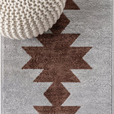 Chayton Minimalist Geometric Machine-washable Area Rug Gray/Brown / Runner / 2' X 8' – DETAIL