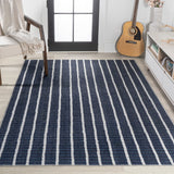 Rand Distressed Ticking Stripe Machine-washable Area Rug