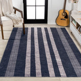 Vichy Geometric Striped Machine-washable Area Rug