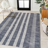 Vichy Geometric Striped Machine-washable Area Rug