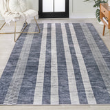 Vichy Geometric Striped Machine-washable Area Rug
