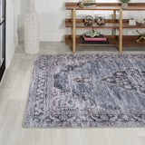 Wincer Chenille Cottage Medallion Machine-washable Area Rug